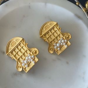 Stunning vintage iconic KARL LAGERFELD  French window clip on earrings